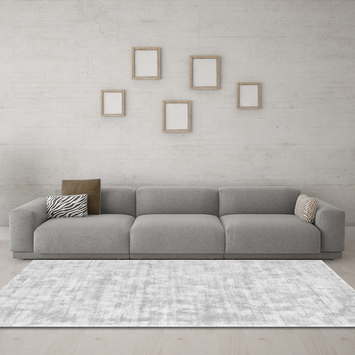 Machine Washable Solid Gray Modern Rug in a Living Room,, wshcon2945gry