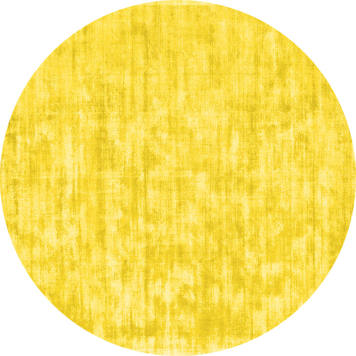 Round Machine Washable Solid Yellow Modern Rug, wshcon2945yw