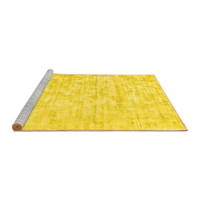 Sideview of Machine Washable Solid Yellow Modern Rug, wshcon2945yw