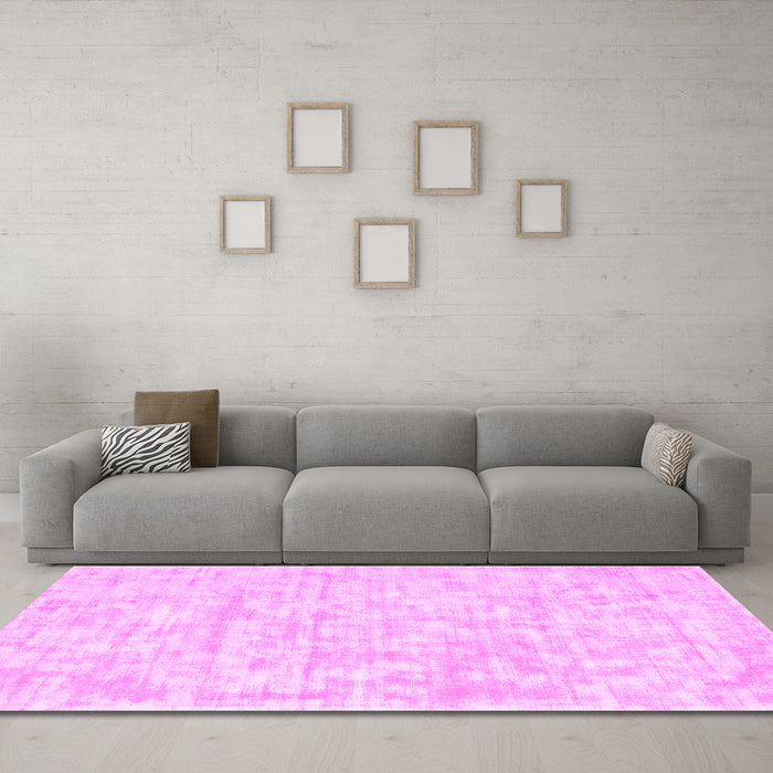 Machine Washable Solid Pink Modern Rug in a Living Room, wshcon2945pnk