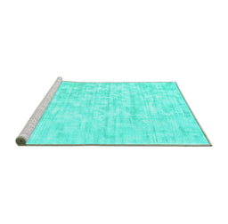 Sideview of Machine Washable Solid Turquoise Modern Area Rugs, wshcon2945turq