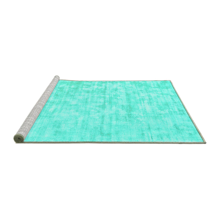 Sideview of Machine Washable Solid Turquoise Modern Area Rugs, wshcon2945turq