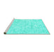 Sideview of Machine Washable Solid Turquoise Modern Area Rugs, wshcon2945turq