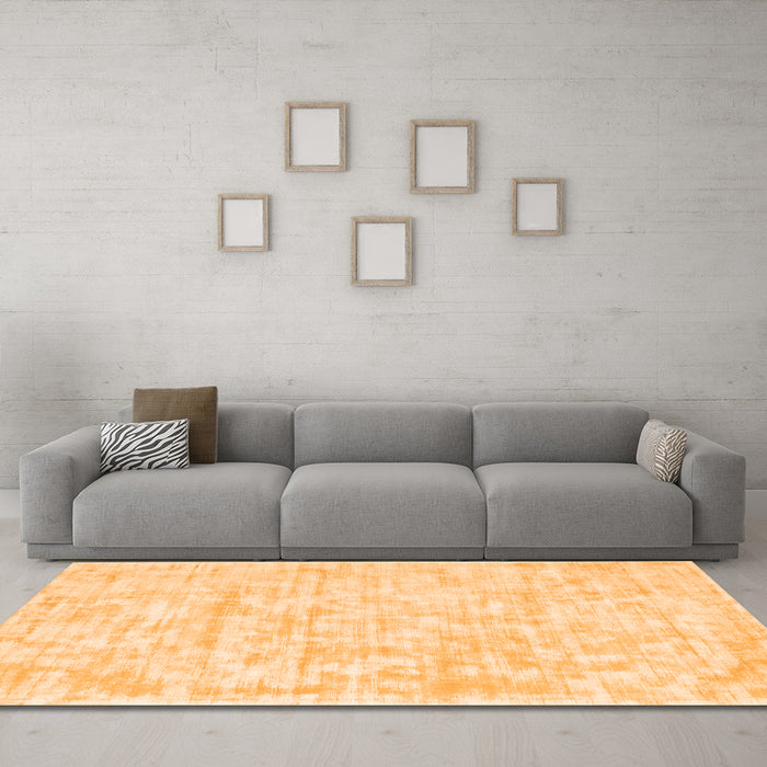 Machine Washable Solid Orange Modern Area Rugs in a Living Room, wshcon2945org