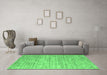 Machine Washable Abstract Emerald Green Contemporary Area Rugs in a Living Room,, wshcon2946emgrn