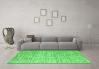 Machine Washable Abstract Emerald Green Contemporary Rug, wshcon2946emgrn