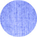 Round Abstract Blue Contemporary Rug, con2946blu