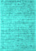 Machine Washable Abstract Turquoise Contemporary Area Rugs, wshcon2946turq