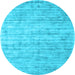 Round Abstract Light Blue Contemporary Rug, con2946lblu