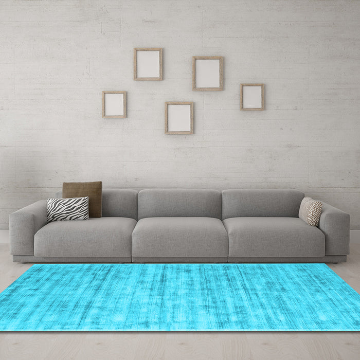 Machine Washable Abstract Light Blue Contemporary Rug in a Living Room, wshcon2946lblu