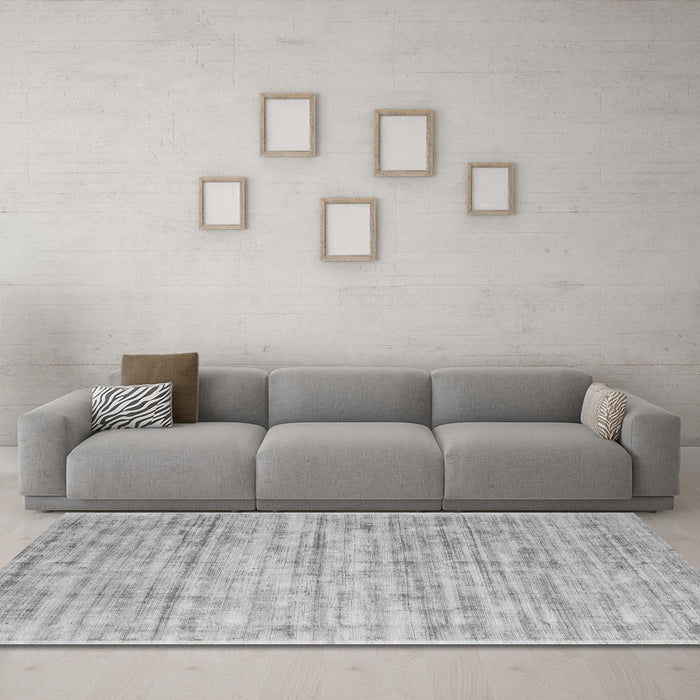 Machine Washable Abstract Gray Contemporary Rug in a Living Room,, wshcon2946gry