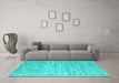 Machine Washable Abstract Turquoise Contemporary Area Rugs in a Living Room,, wshcon2946turq