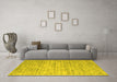 Machine Washable Abstract Yellow Contemporary Rug in a Living Room, wshcon2946yw