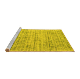 Sideview of Machine Washable Abstract Yellow Contemporary Rug, wshcon2946yw