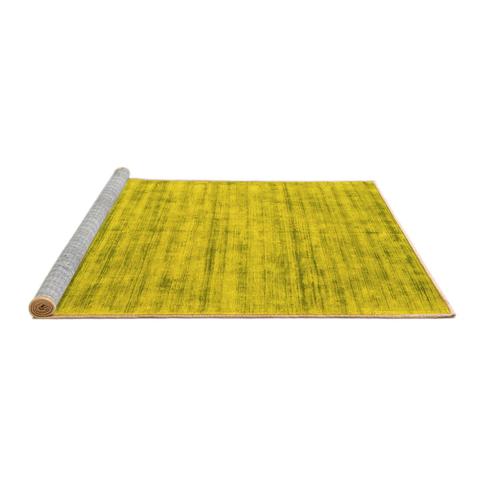 Sideview of Machine Washable Abstract Yellow Contemporary Rug, wshcon2946yw
