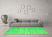 Machine Washable Abstract Green Contemporary Area Rugs in a Living Room,, wshcon2946grn