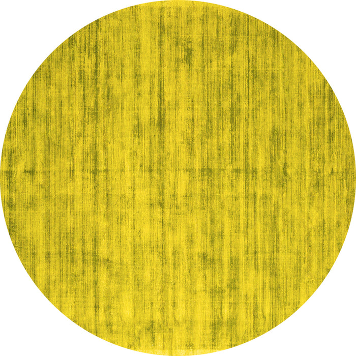 Round Abstract Yellow Contemporary Rug, con2946yw