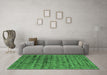 Machine Washable Abstract Emerald Green Contemporary Area Rugs in a Living Room,, wshcon2947emgrn