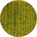 Round Abstract Yellow Contemporary Rug, con2947yw