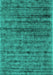 Machine Washable Abstract Turquoise Contemporary Area Rugs, wshcon2947turq