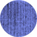 Round Abstract Blue Contemporary Rug, con2947blu