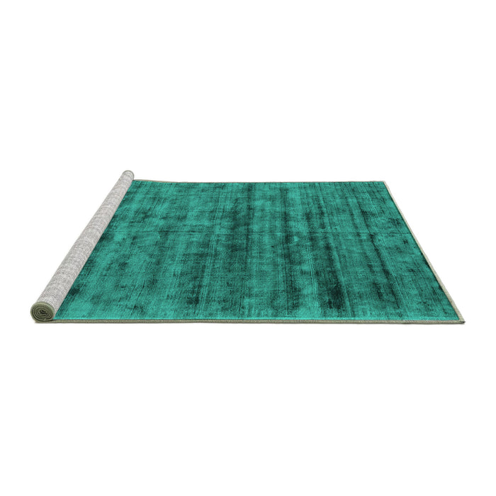 Sideview of Machine Washable Abstract Turquoise Contemporary Area Rugs, wshcon2947turq