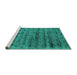 Sideview of Machine Washable Abstract Turquoise Contemporary Area Rugs, wshcon2947turq