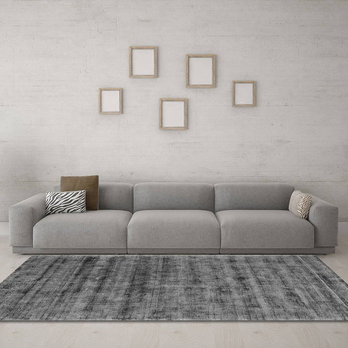 Machine Washable Abstract Gray Contemporary Rug in a Living Room,, wshcon2947gry