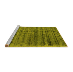 Sideview of Machine Washable Abstract Yellow Contemporary Rug, wshcon2947yw