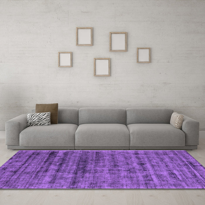 Machine Washable Abstract Purple Contemporary Area Rugs in a Living Room, wshcon2947pur