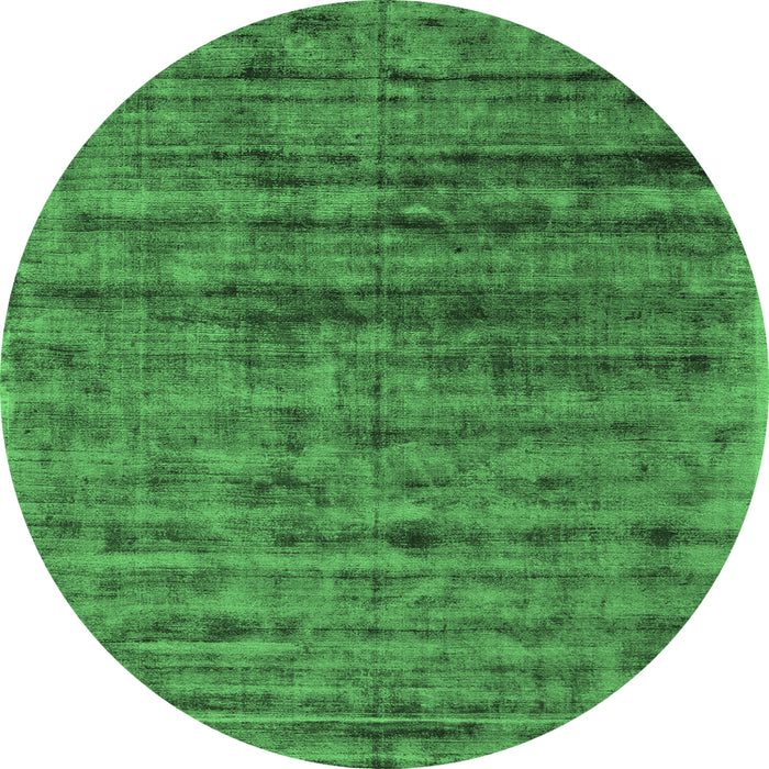Round Machine Washable Abstract Emerald Green Contemporary Area Rugs, wshcon2947emgrn