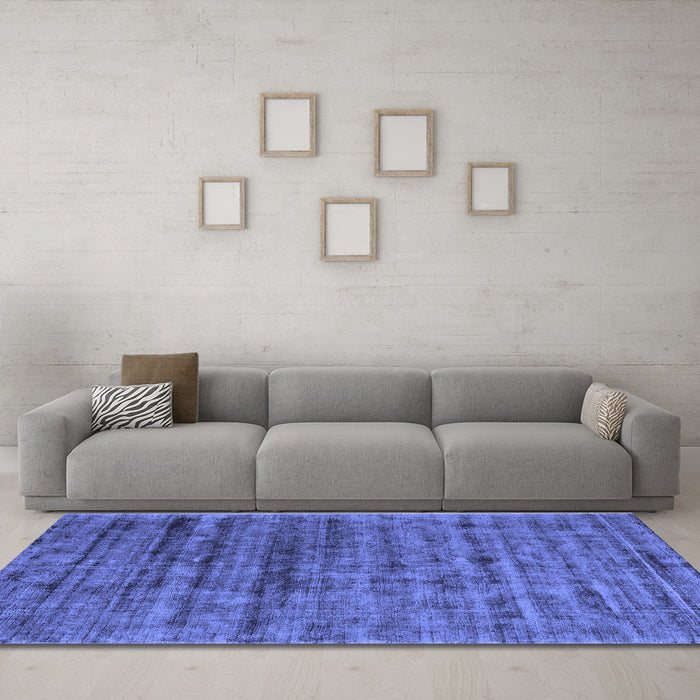Machine Washable Abstract Blue Contemporary Rug in a Living Room, wshcon2947blu