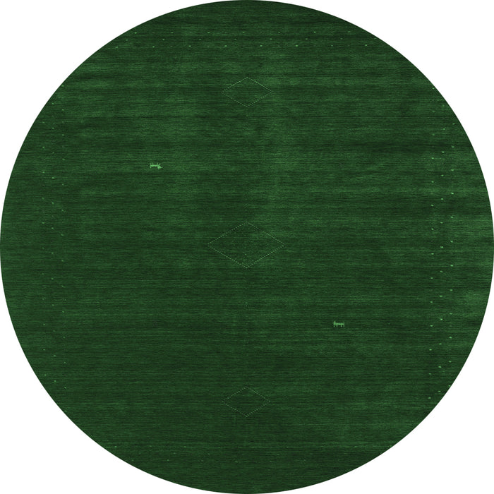 Round Machine Washable Abstract Emerald Green Contemporary Area Rugs, wshcon2948emgrn