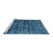 Serging Thickness of Machine Washable Contemporary Blue Ivy Blue Rug, wshcon2949