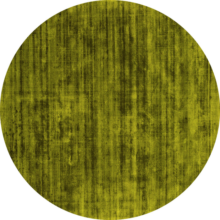 Round Abstract Yellow Contemporary Rug, con2949yw