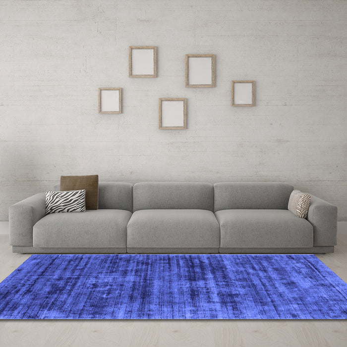 Machine Washable Abstract Blue Contemporary Rug in a Living Room, wshcon2949blu