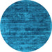 Round Abstract Light Blue Contemporary Rug, con2949lblu