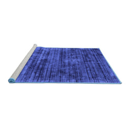 Sideview of Machine Washable Abstract Blue Contemporary Rug, wshcon2949blu