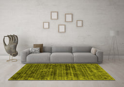 Machine Washable Abstract Yellow Contemporary Rug in a Living Room, wshcon2949yw