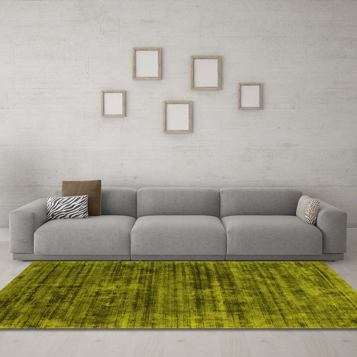 Machine Washable Abstract Yellow Contemporary Rug in a Living Room, wshcon2949yw