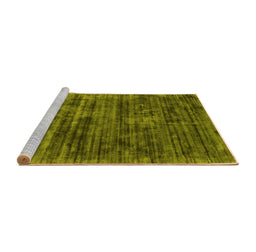 Sideview of Machine Washable Abstract Yellow Contemporary Rug, wshcon2949yw