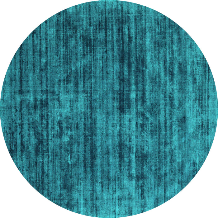 Round Machine Washable Abstract Turquoise Contemporary Area Rugs, wshcon2949turq