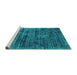 Sideview of Machine Washable Abstract Turquoise Contemporary Area Rugs, wshcon2949turq