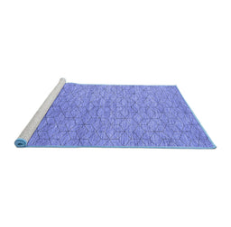 Sideview of Machine Washable Abstract Blue Contemporary Rug, wshcon294blu