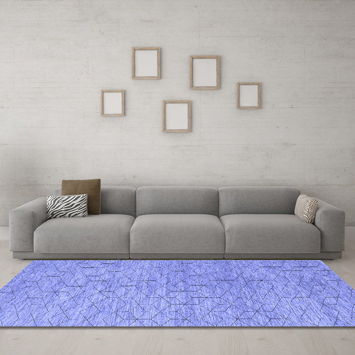 Machine Washable Abstract Blue Contemporary Rug in a Living Room, wshcon294blu