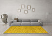 Machine Washable Abstract Yellow Contemporary Rug in a Living Room, wshcon294yw