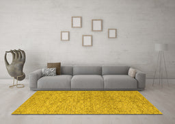 Machine Washable Abstract Yellow Contemporary Rug in a Living Room, wshcon294yw