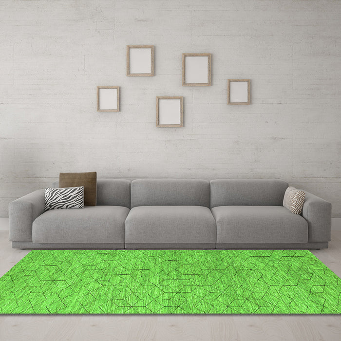 Machine Washable Abstract Green Contemporary Area Rugs in a Living Room,, wshcon294grn