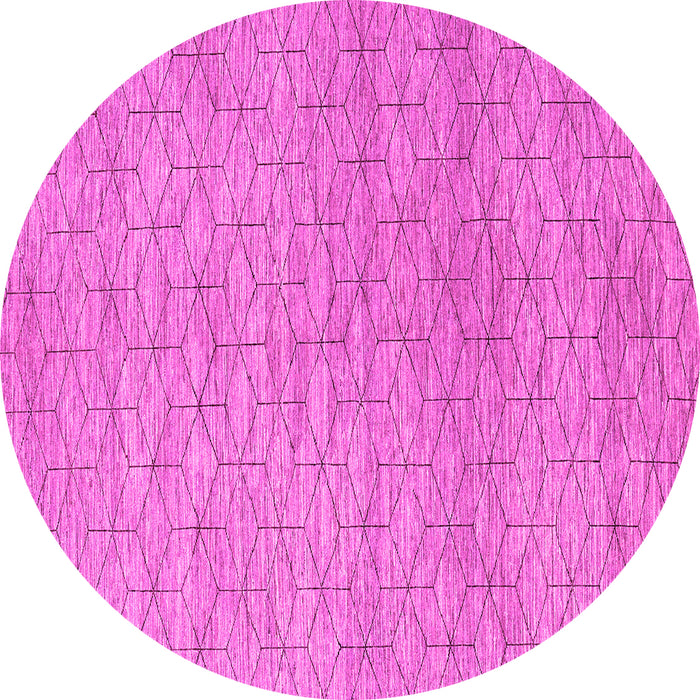 Round Machine Washable Abstract Pink Contemporary Rug, wshcon294pnk