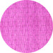 Round Machine Washable Abstract Pink Contemporary Rug, wshcon294pnk